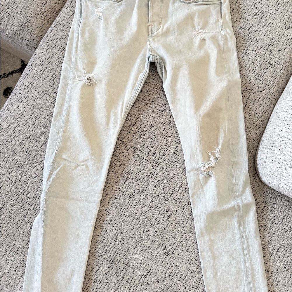 All Saints Tan Skinny Distressed Jeans